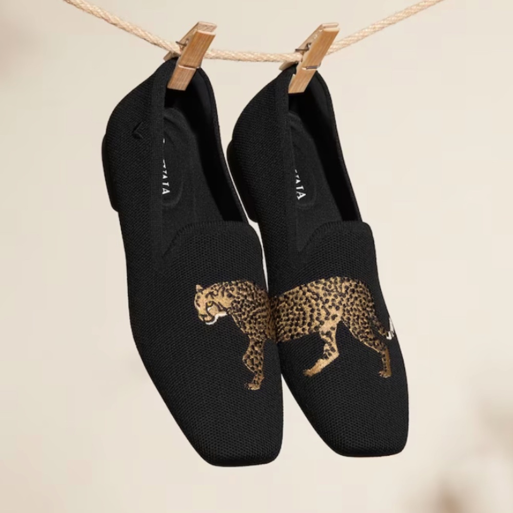 Black Cheetah Embroidered Samantha Loafers
